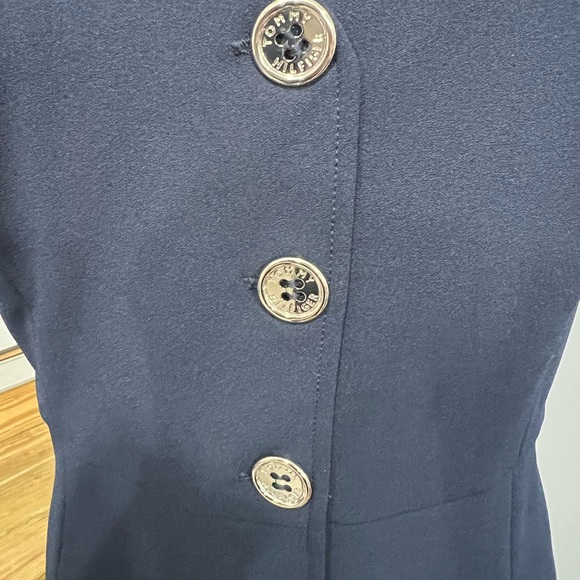 Tommy Hilfiger Women's Button-Front V neck Navy Midi Dress Size 12 - Picture 4 of 8